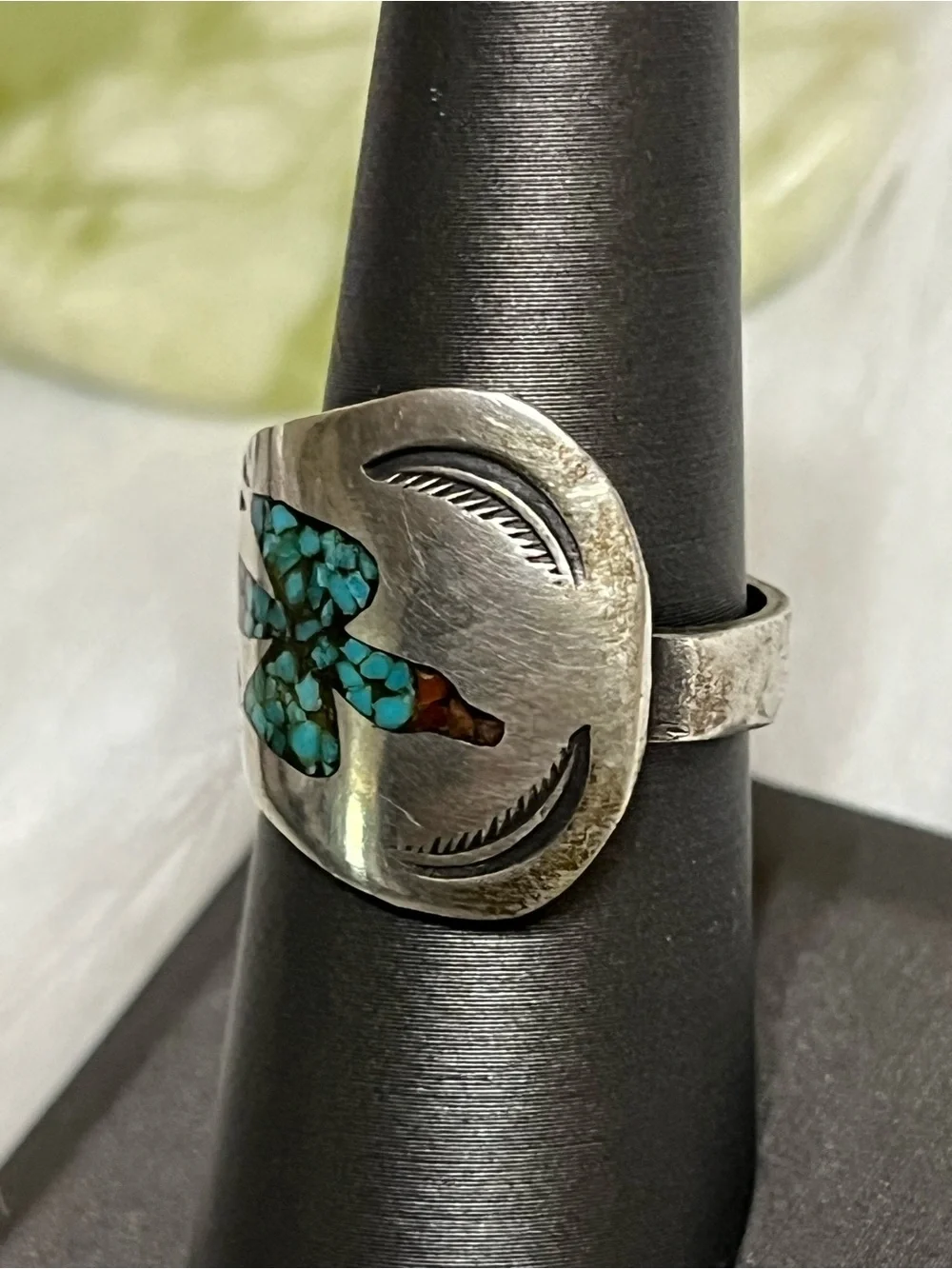 Navajo Style Thunderbird Spoon Ring